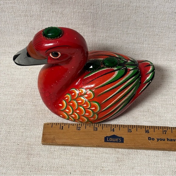 Vintage Tonala Mexican Pottery Clay Duck Folk Art Hand Painted Mexico Signed - Picture 12 of 12